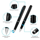 Caneta Espiã com escuta e Câmera 1080P filma tira foto Grava/SecretPen Rainha Store